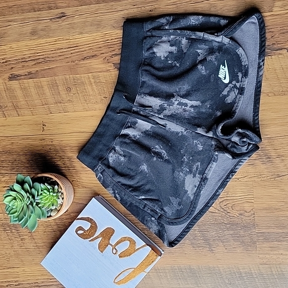 Nike Pants - Nike Dark Grey Tie-Dye Cotton Tie Waist Shorts